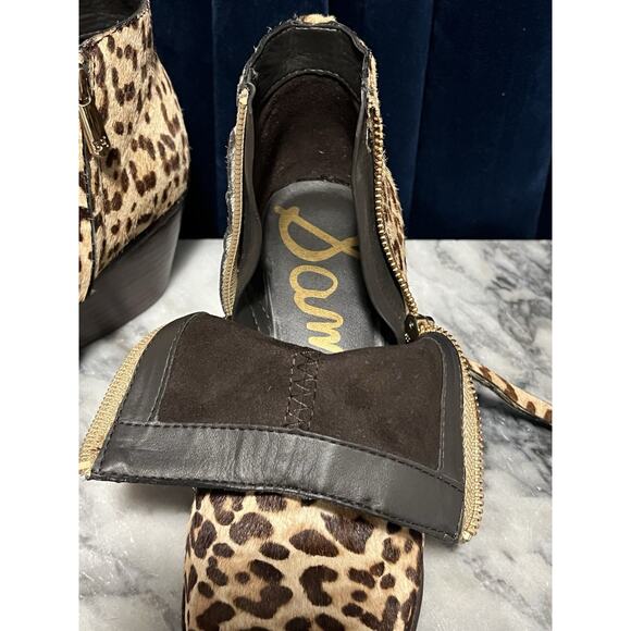 Sam Edelman WALDEN Leopard Print Calf Hair Double Zip Ankle Booties 6.5 - Picture 8 of 10